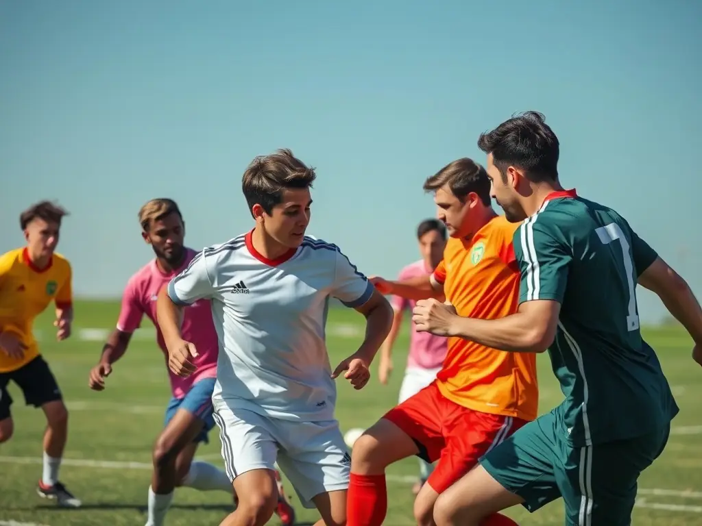 An image of UNION SPORTIVE TOUCYCOISE members playing football on a sunny day, highlighting the camaraderie and community spirit.