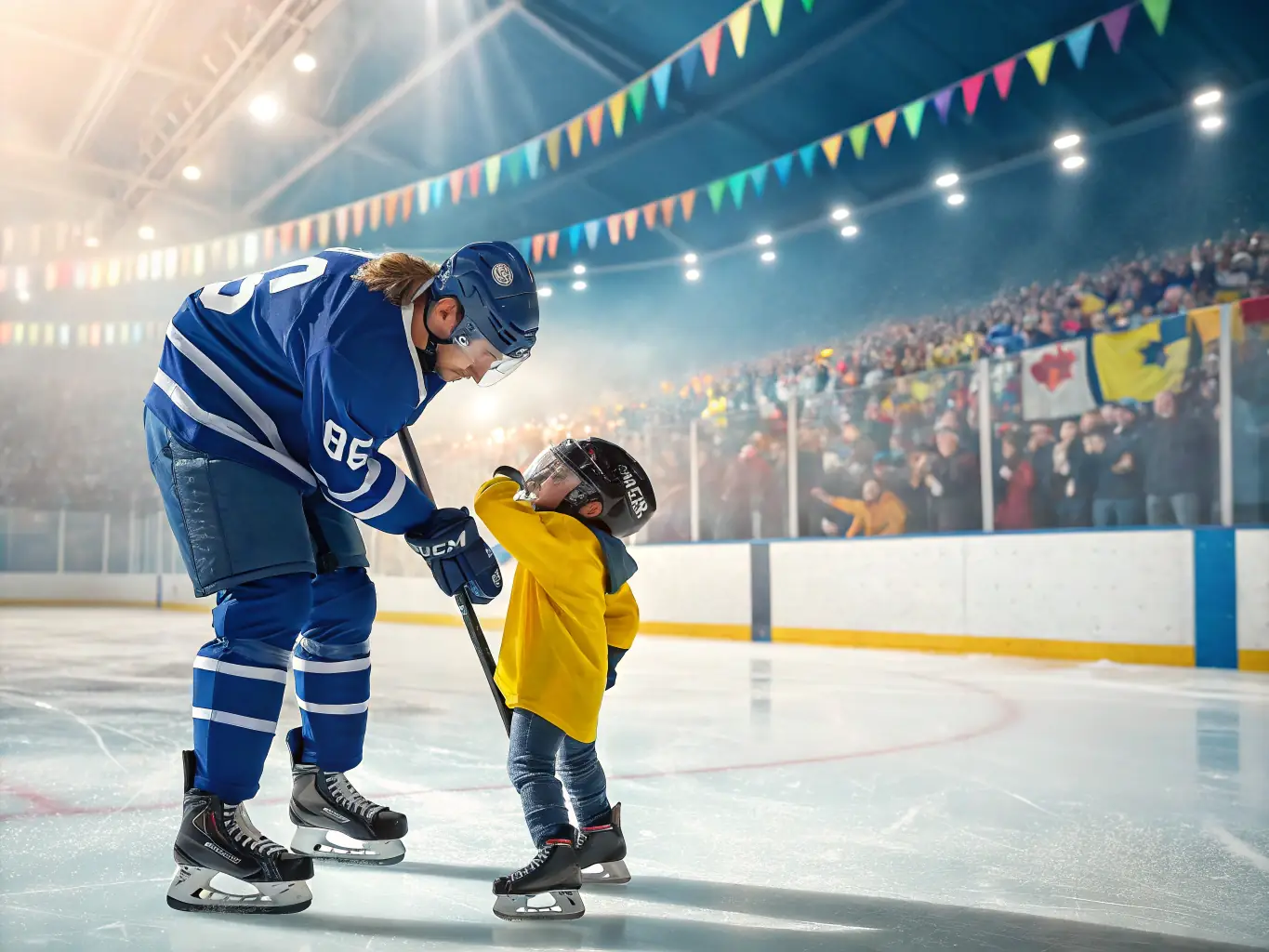 A group of children and teenagers participating in a community hockey event organized by Dijon Métropole Hockey Club, highlighting Community and Youth Engagement.